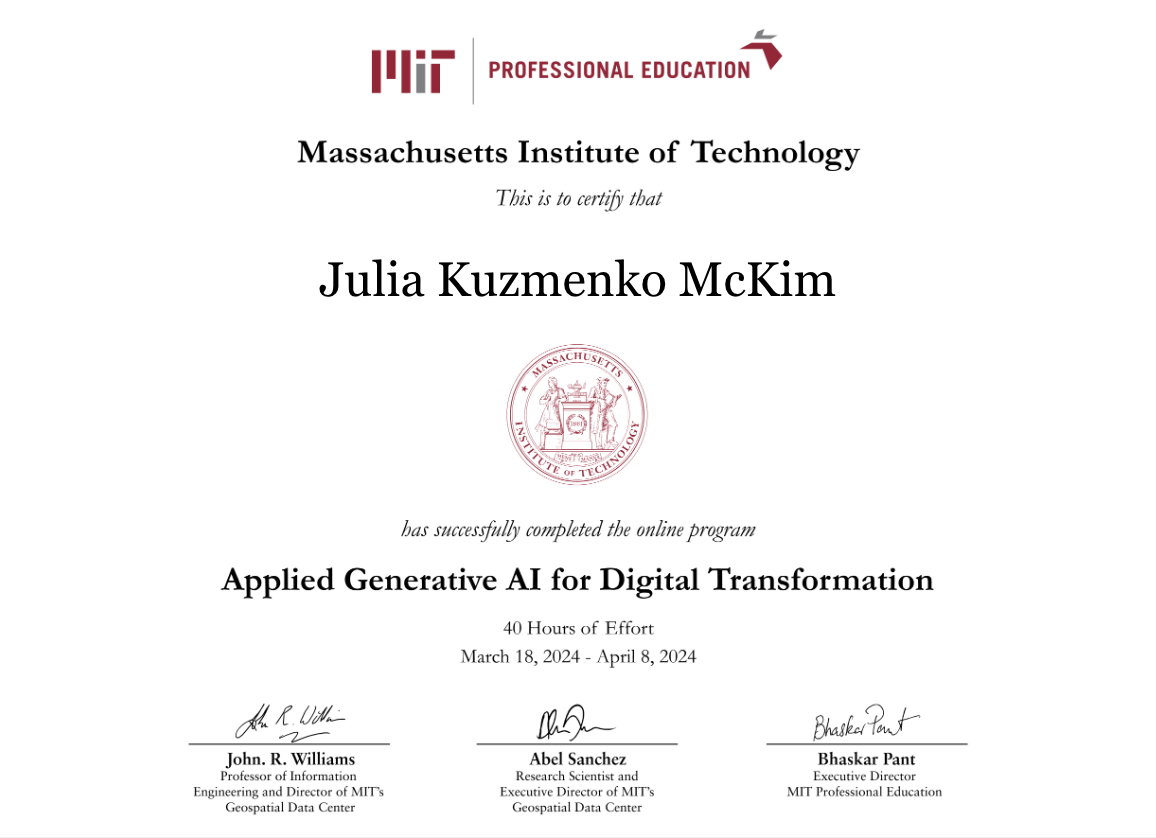 MIT Credentials Badge — Julia Kuzmenko McKim