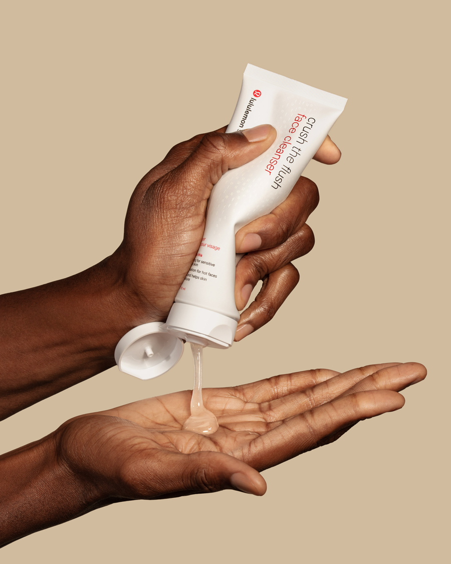 Lululemon Selfcare, cleanser held in hand